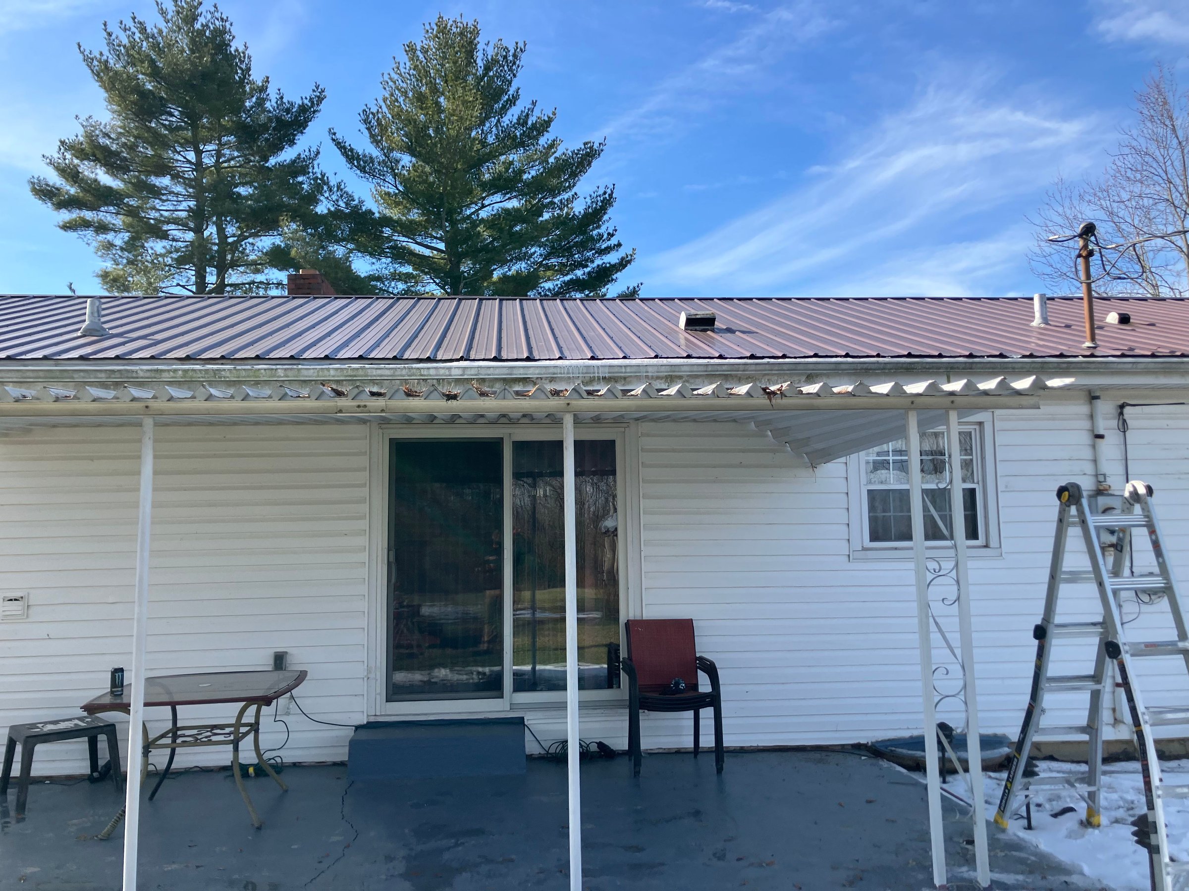 Covered patio structure during construction
